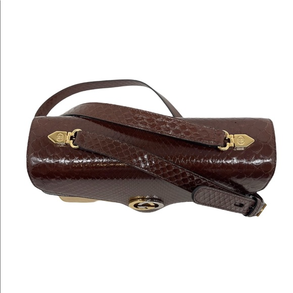 Gucci GG Interlocking Logo Python Medium 3 Compartments Brown/ Black/Beige Purse - Picture 5 of 16